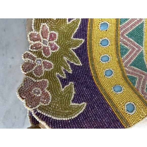 Vintage Easter Egg Table Runner Beaded 13 x 36 In Holiday Home Decor Eggs Purple - Picture 8 of 11